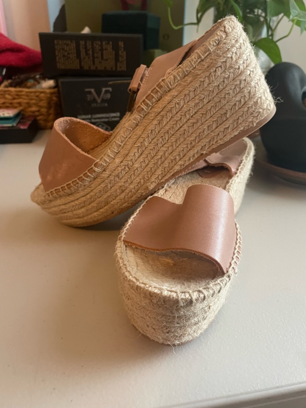 Soludos Woman’s Leather Espadrilles 3’ Wedge Sandals NWOB Sz 8
